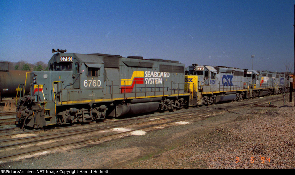 CSX 6760 sits with other locos outside the yard office